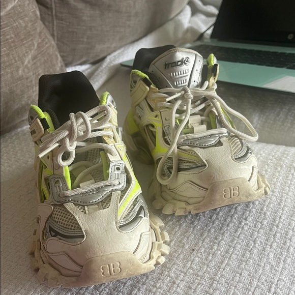Balenciaga Shoes - Balenciaga women’s White Sneakers with Neon Yellow Accents